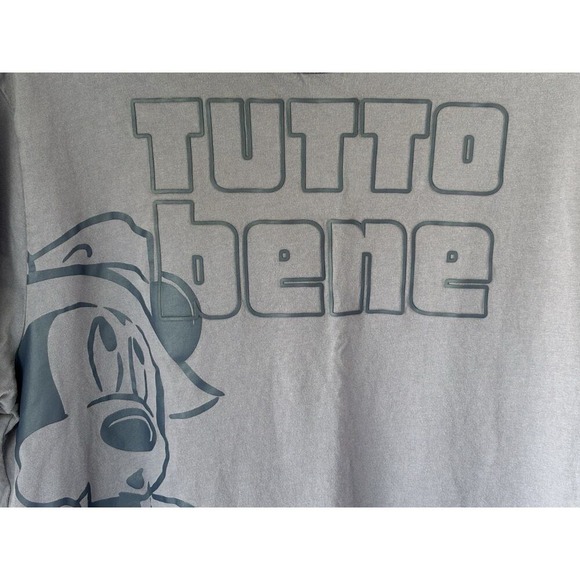 Disney Mickey Mouse Tutto Bene‎ Graphic T-Shirt Gray Short Sleeve Crewneck Tee - Picture 4 of 16
